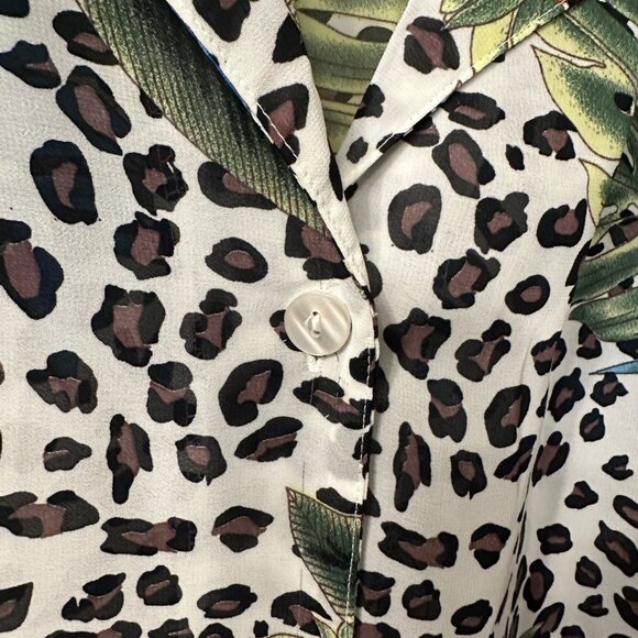 Mlle Gabrielle | Sz 18 Animal Print Tropical Floral Button Up Tunic Top Cover Up - Picture 6 of 9